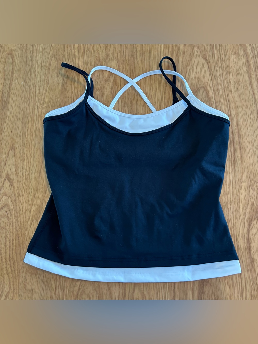 Liaison the Label Layered Cross Back Tank - Size XXL / Black & White NWT